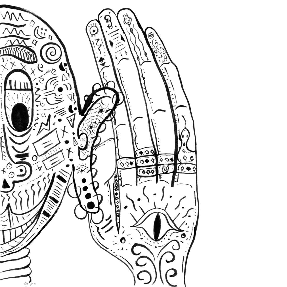 Illustration dylan-yarter-ink-illustration-palm-reader